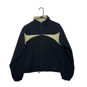 Reebok Vintage 90's Athleisure Black Green Full Zip Track Jacket Women's Medium‎